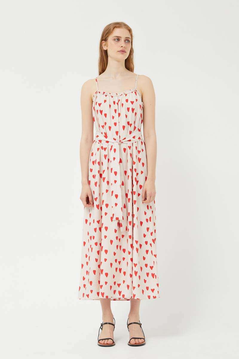 Heart print long dress  