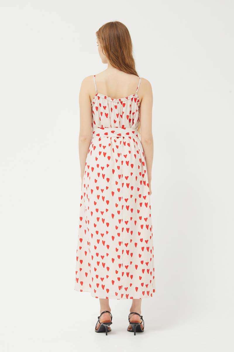 Heart print long dress  