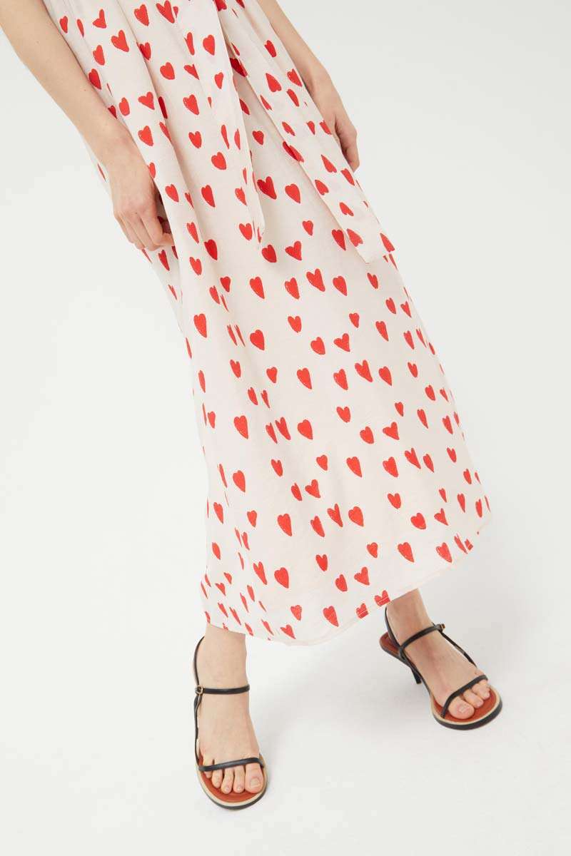 Heart print long dress  